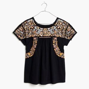 Madewell Embroidered Springtime Top in True Black